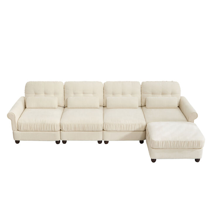 Toxmam Chenille 4‑Seat Modular Sectional Sofa