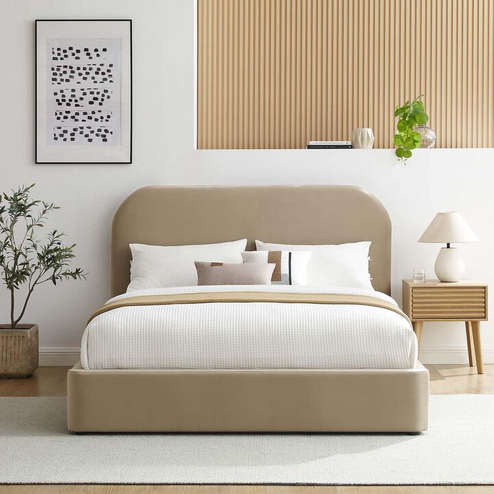 Modway Keynote Performance Velvet Curved Queen Platform Bed
