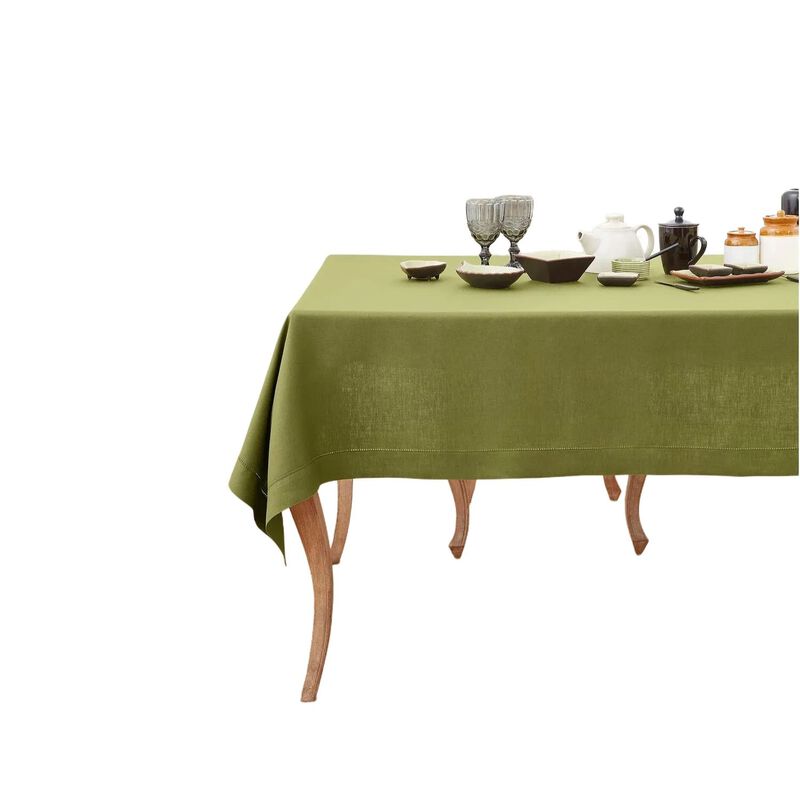 Solino Home 100% Pure Linen Tablecloth - Classic Hemstitch