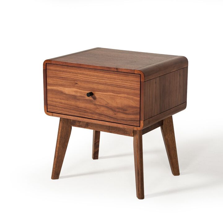 Modern Wooden Nightstand with Single Drawer – Mid-Century Style