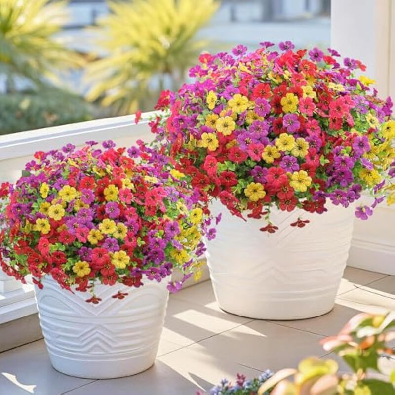 12 Bundle Artificial Hanging Eucalyptus Flowers UV Resistant Outdoor Garden image number 3