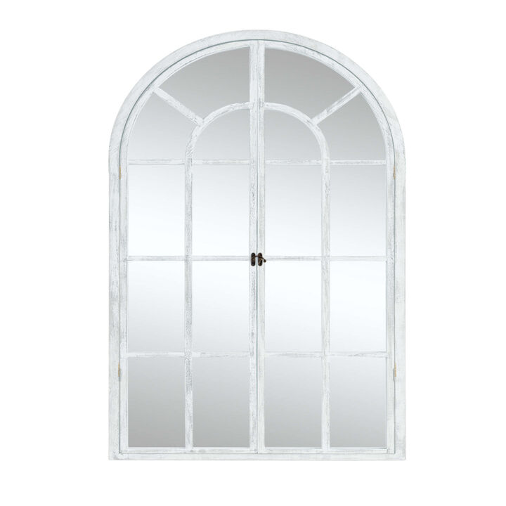 HomeRoots 36" White Solid Wood Arch Framed Accent Mirror
