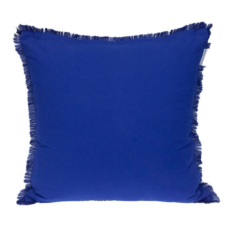 HomeRoots 24" Blue and White Striped Cotton Throw Pillow With Fringe image number 2