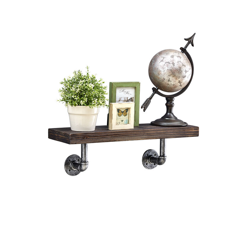 24" x 7" Floating Pipe Industrial Rustic Wall Mount Shelf