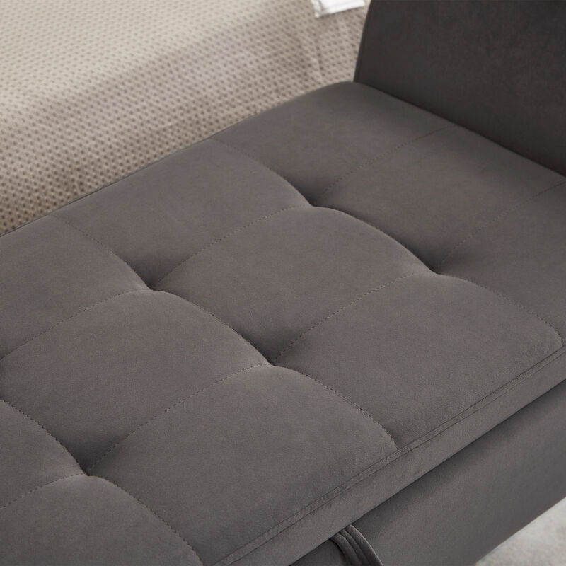 51.5" Bed Bench with Storage Grey Velvet