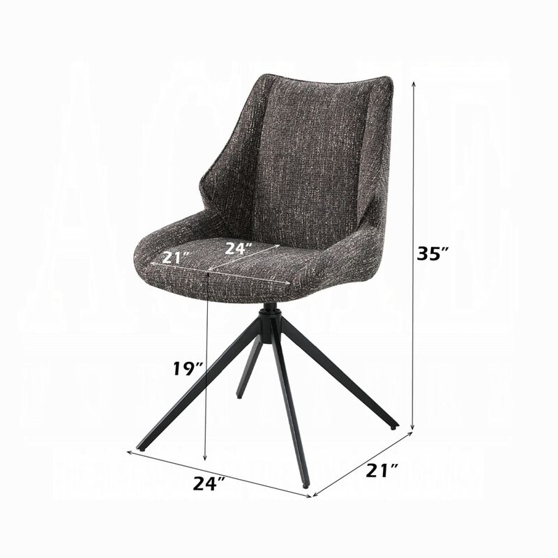 Maik Swivel Side Chair Set of 2, Wingback, Star Iron Base, Brown Chenille image number 7