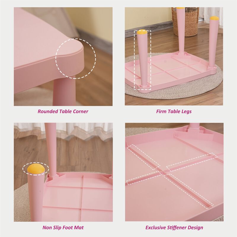 CLIHOME High Quality Plastic Kids Table and Chair Set,3 Piece Children Reading Activity Table and Chair image number 3