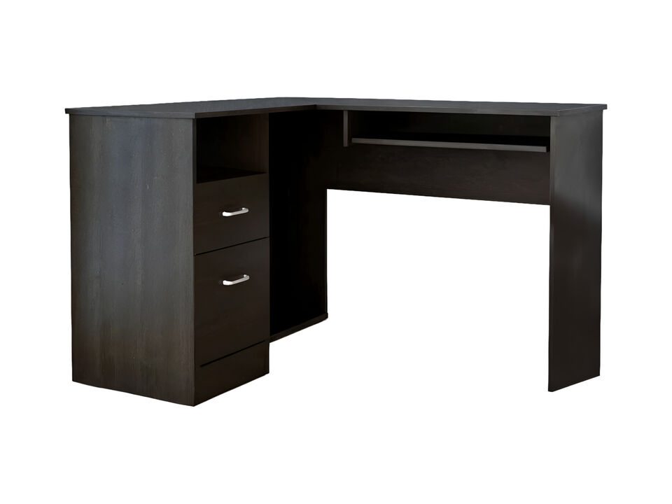 L-Shaped Computer Desk with Two Drawers for Home Office and Study