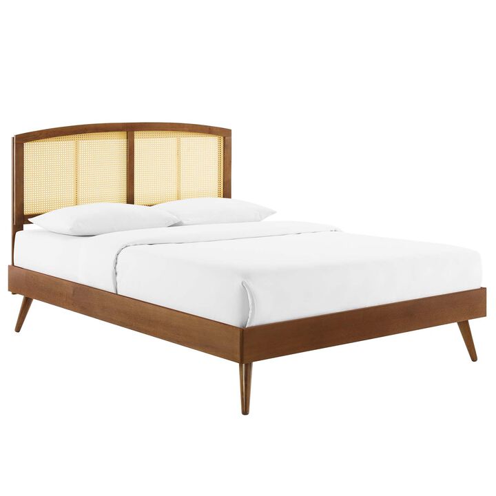 Modway - Sierra Cane and Wood King Platform Bed with Splayed Legs