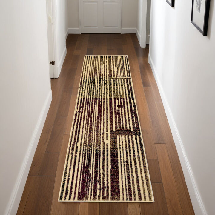 HomeRoots Striped Non Skid Runner Rug