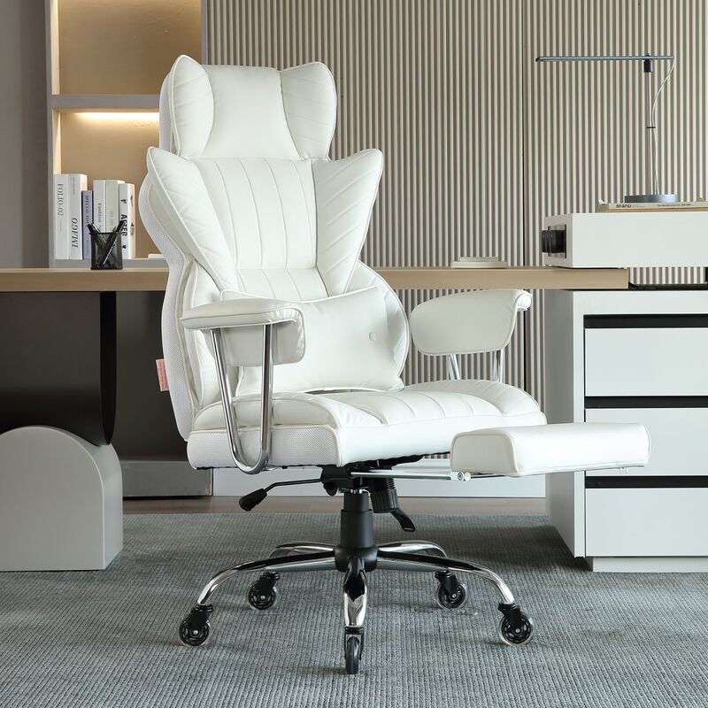 Heavy Duty Executive Office Chair with Footrest Wide Seat and Lumbar Support