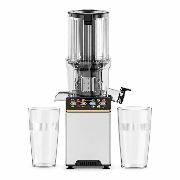 WHALLULTRA Cold Press Juicer Machine with Touchscreen, Slow Masticating Juicer with 4.5" Extra Large Feed Chute, Reverse Function, Easy to Clean