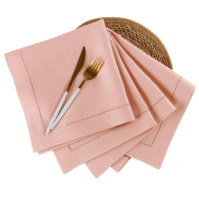 Solino Home 100% Pure Linen Dinner Napkins Set of 4 - Medium Weight Hemstitch
