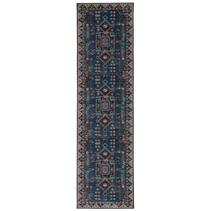 Linon Washable Larson Navy/Ivory, Rug