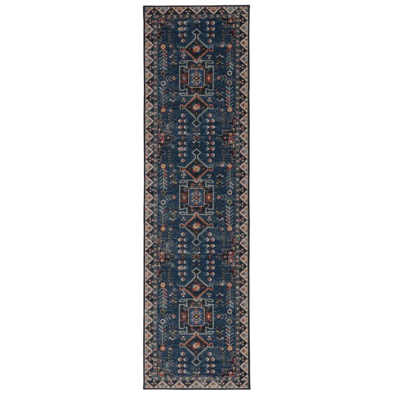 Linon Washable Larson Navy/Ivory, Rug image number 0