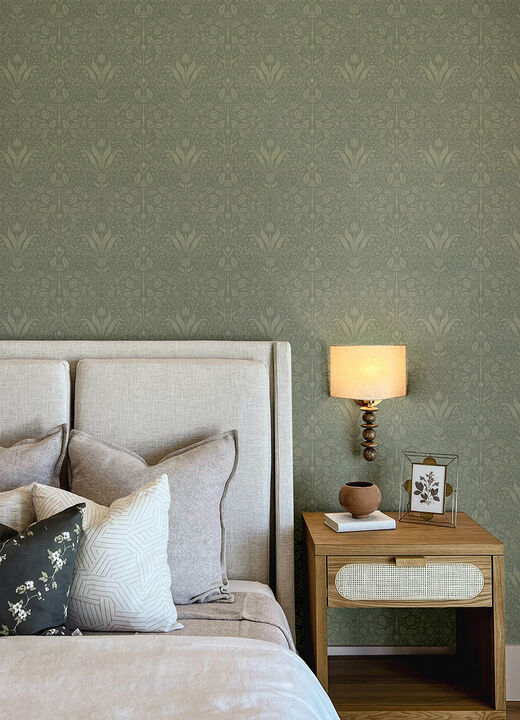 Mara Green Tulip Ogee Wallpaper (Set of 2)