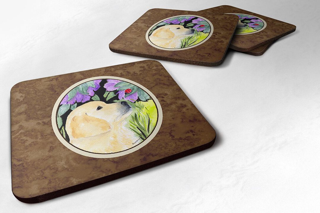 Caroline's Treasures SS8245FC Golden Retriever Foam Coasters (Set of 4), 3.5 H x 3.5 W, Multicolor
