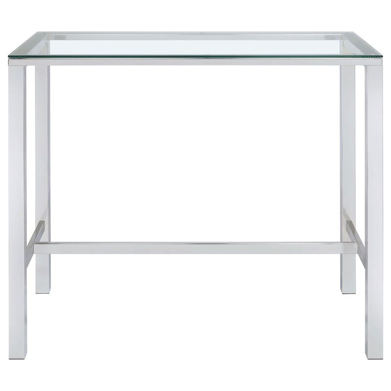 Coaster Tolbert Rectangular 47-inch Glass Top Pub Bar Table Chrome