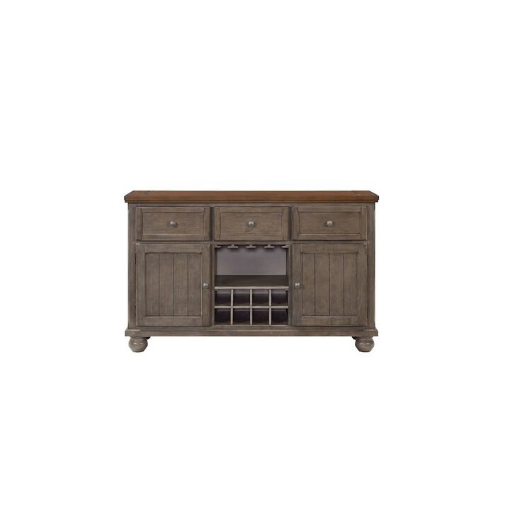 Bernards Will Server W/ Power Pack in Gray / Brown Finish