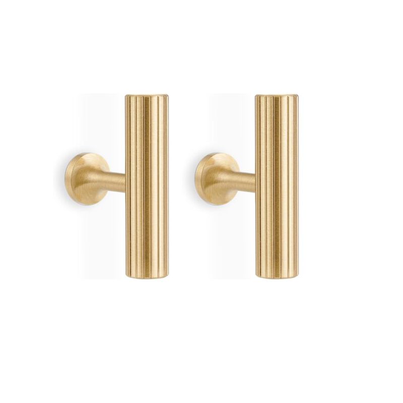 RZDEAL 4pcs Solid Brass Gold Cabinet Pulls, Single Hole T Bar Pulls, 2-Inch Total Length for Kitchen Cupboard Handles Modern Dra