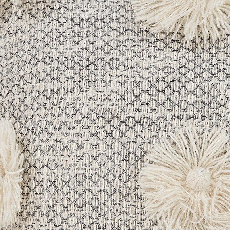 HomeRoots Set of Two Gray and Ivory Floral Cotton Throw Pillows With Fringe image number 5