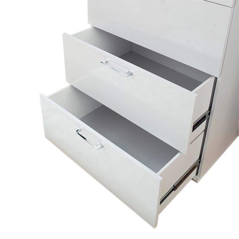 Eli 48 Inch Tall Dresser Chest, 4 Big Storage Drawers, Glossy White Finish - Benzara image number 4