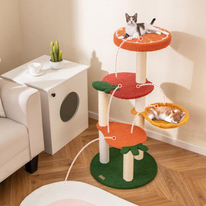 Hivvago Multi-level Cat Tree Pet Activity Center with Fruit-shaped Platforms