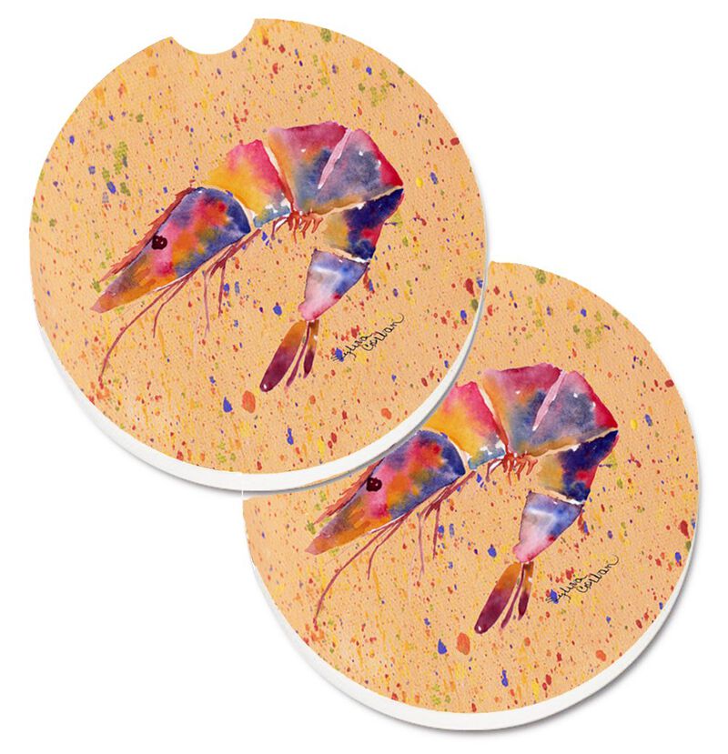 Caroline's Treasures Shrimp Set of 2 Cup Holder Car Coasters 8465CARC, 2.56, Multicolor