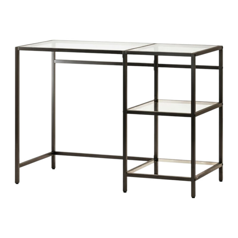 Modern Computer Desk with 2 Open Shelves and Metal Frame image number 0