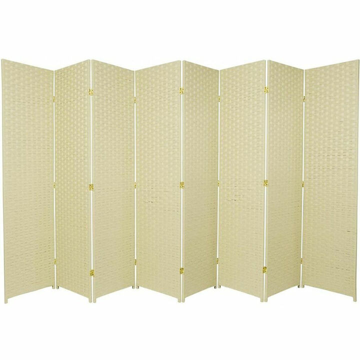 Legacy Decor 8 Panel Bamboo Woven Panel Room Divider, Privacy Partition Screen Ivory Color