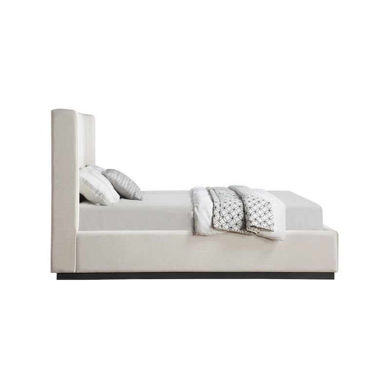 Meridian Furniture Flynn Beige Linen Textured Fabric Queen Bed