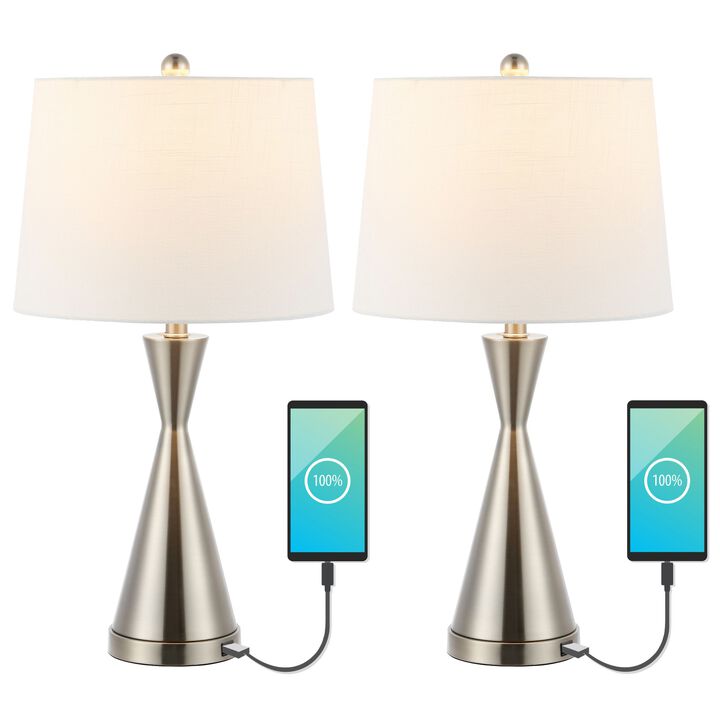 Colton Classic French Country Iron LED Table Lamp with USB Charging Port (Set of 2)