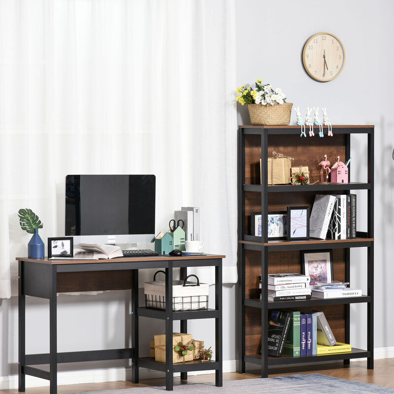 Freestanding Wood Bookcase Furniture with 4 Thick Shelves, & Anti-Topple Design