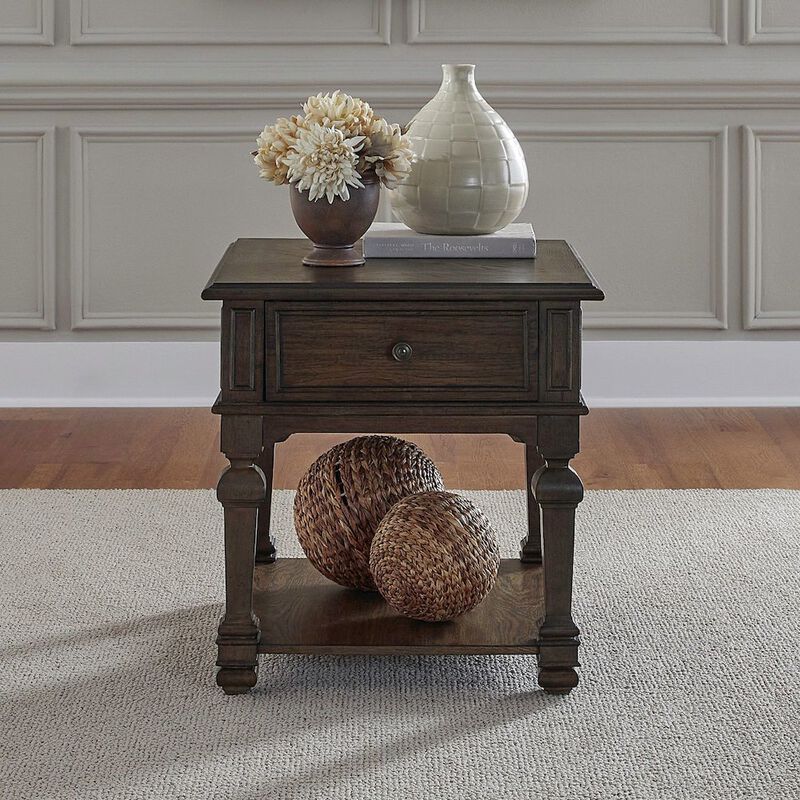 Liberty Furniture Providence Park Drawer End Table for Living Room - Chateau Brown image number 1