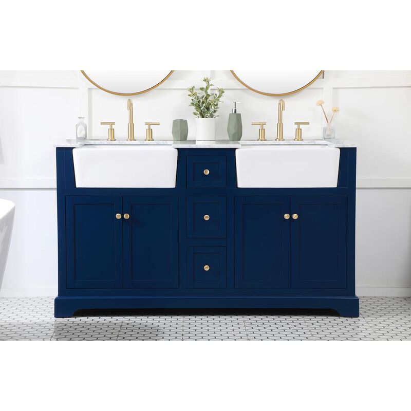 Elegant Kitchen and Bath 60 inch double bathroom vanity in blue