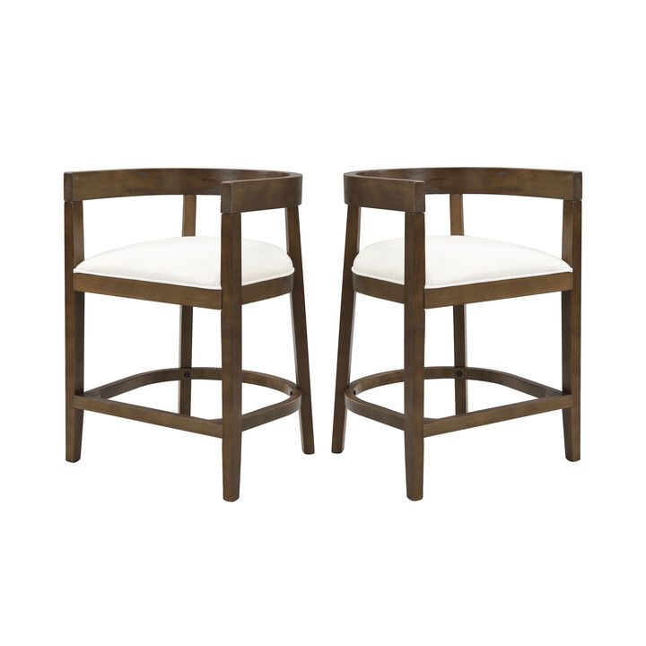 Christopher Knight Home Timel Upholstered 25.25" Rubberwood Counter Stools with Footrest (Set of 2)