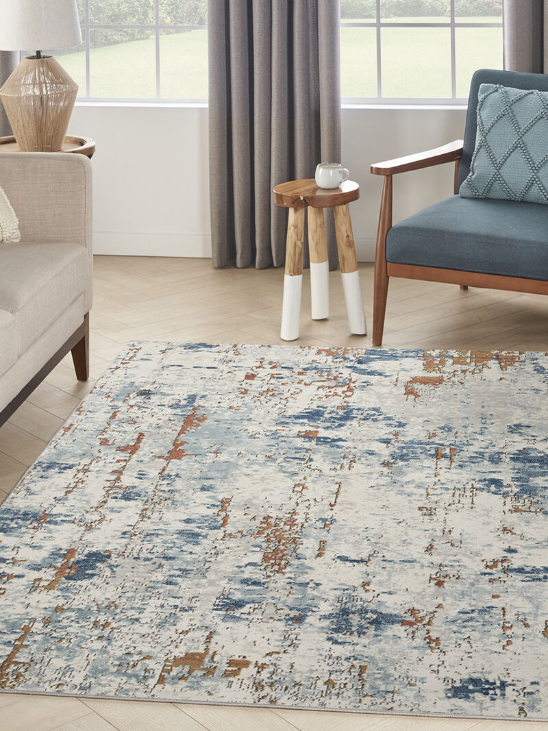 Quarry QUA01 Biege/Blue/Rust 3'9" x 5'9" Rug