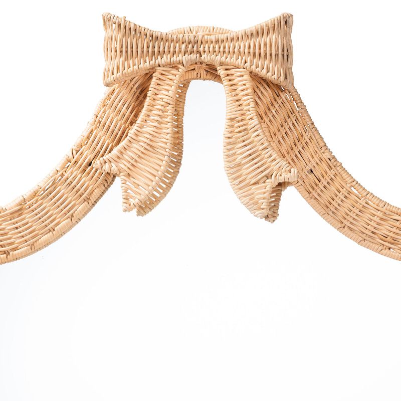 bali & pari Creusa Natural Rattan Wall Mirror - Handwoven Arched Mirror with Scalloped Corners and Bow Accent, Artistic Decor with Boho Coastal Style image number 2