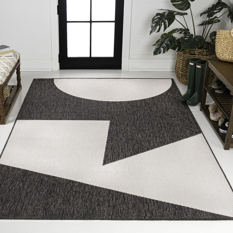 Lucian Modern Geometric Abstract Two-Tone Indoor/Outdoor Area Rug