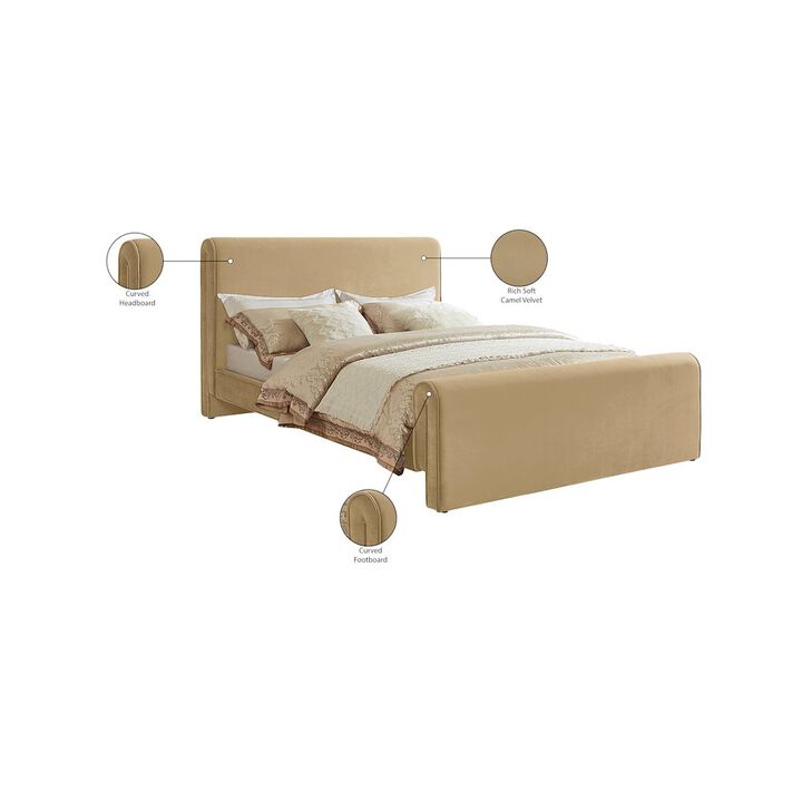 Meridian Furniture Sloan Camel Velvet King Bed
