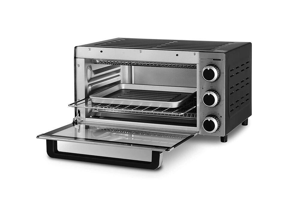 Salton TO2091BK Multifunction Toaster Oven, 6 Slice Capacity, 3 Cooking Functions, Stainless Steel