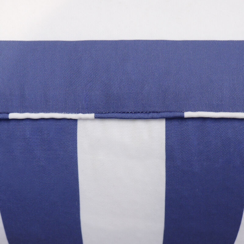 Pasargad Home Galaxy White/Blue Poly Fabric Striped Pouf