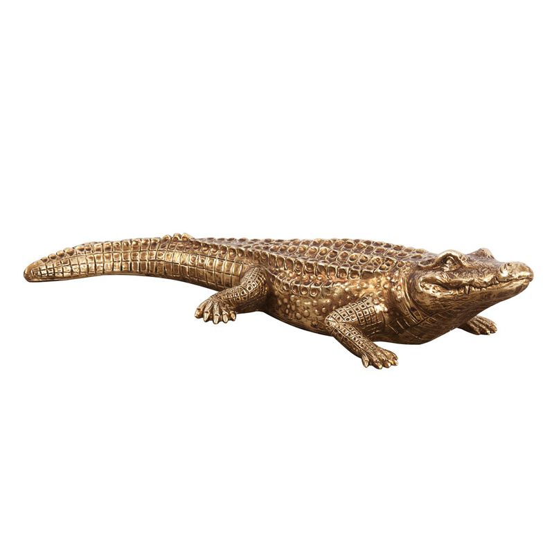 HomeRoots Crocodile Brass Finish Sculpture image number 0