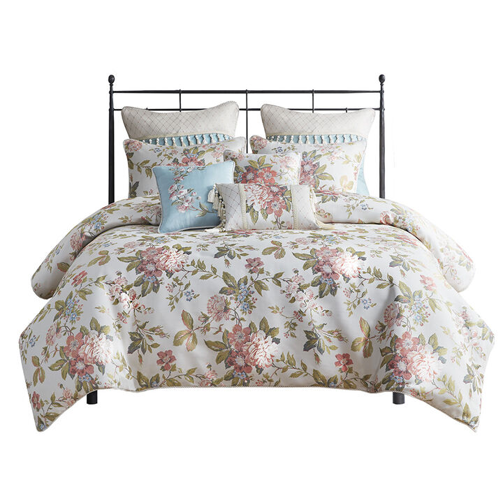Gracie Mills Washington 8-Piece Floral Jacquard Comforter Set