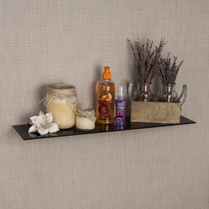 Glass Floating Shelf with Chrome Brackets 24 x 6"