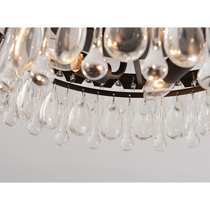 Eva Black 3-light Flush Mount with Crystal Glass Teardrops image number 4