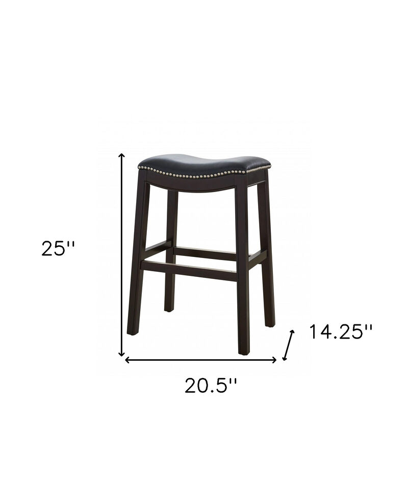 Hivvago 26 Inch Black and Espresso Solid Wood Backless Counter Height Bar Chair