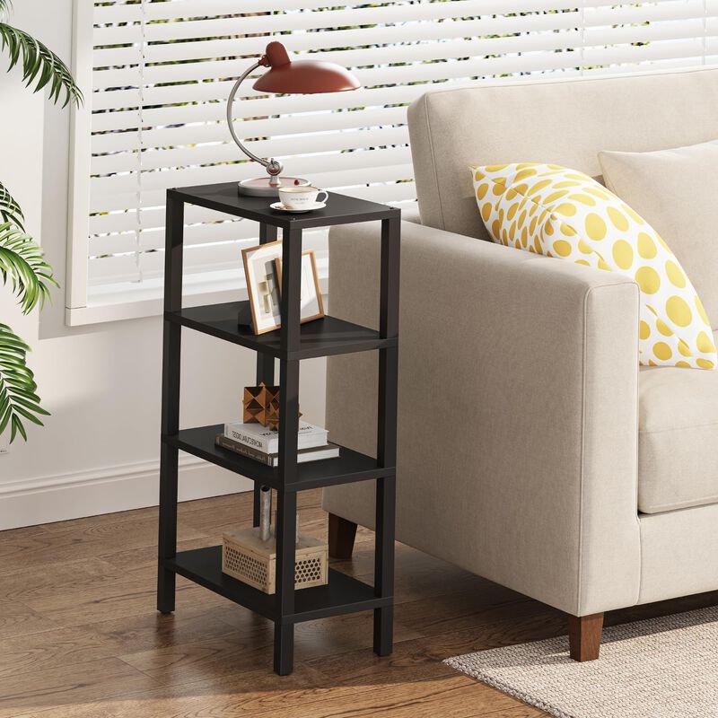 TUTOTAK Small Side Table, Narrow End Table, Skinny Sofa Table, Slim Nightstand, Couch Table, Living Room, Bed Room, Black TB01BK