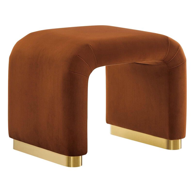 Modway Koda 24" Performance Velvet Upholstered Waterfall Stool or Side Table in Brass Rust, 24 Inches image number 0