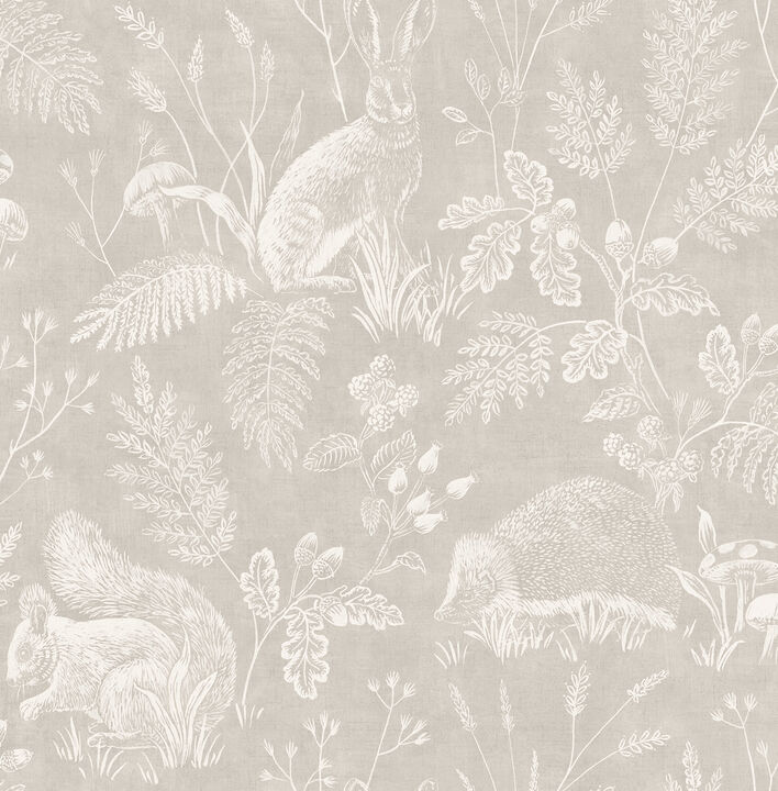 Woodland Light Grey Toile Wallpaper (Set of 2)